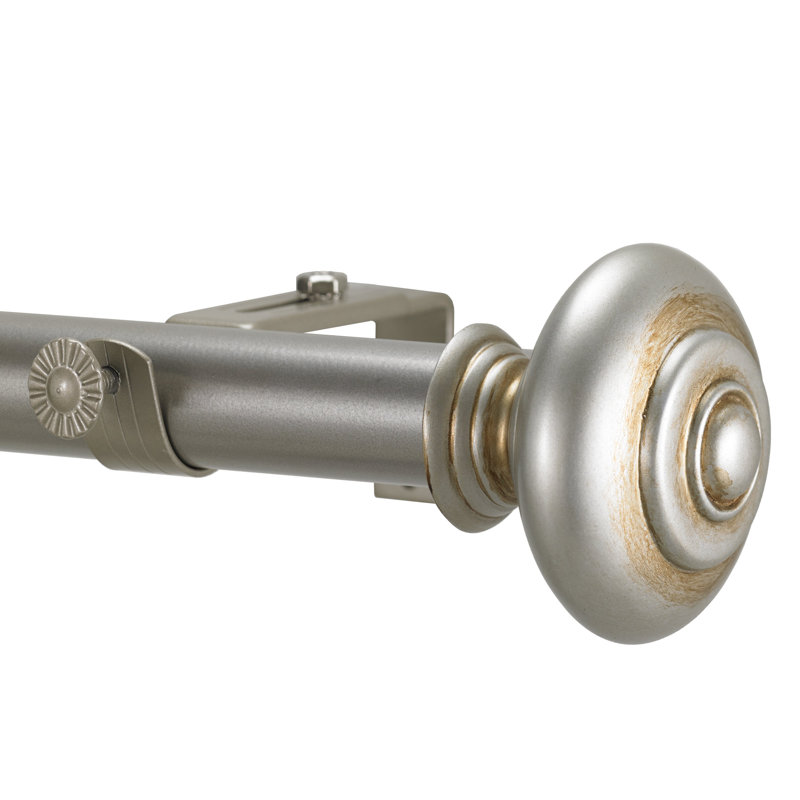 Revolve Adjustable Single Curtain Rod, Antique Silver, 3" H x 108" W x 5" D
