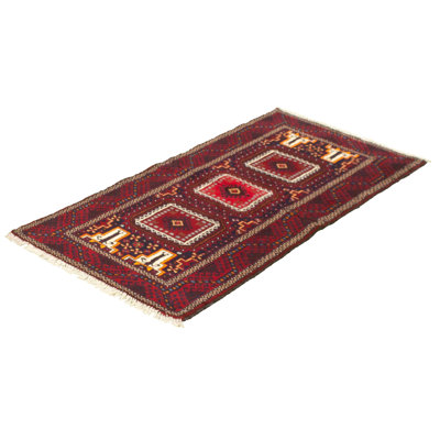 Tapis décoratif en laine noué à la main de conception unique 3 pi 1 po x 6 pi 1 po bonns