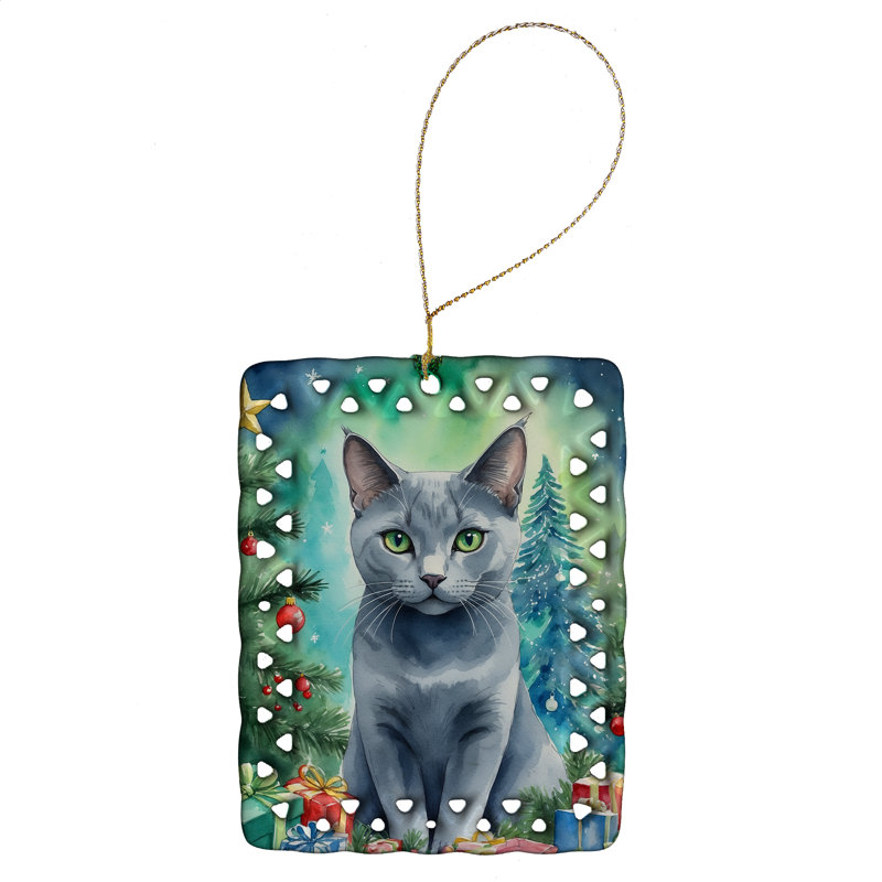 Ornement en porcelaine russe, Chat russe bleu