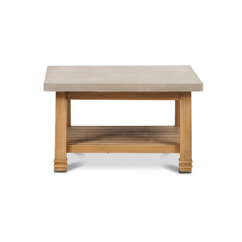 Stockton - Teak Outdoor Coffee Table w/ Polished Concrete Top