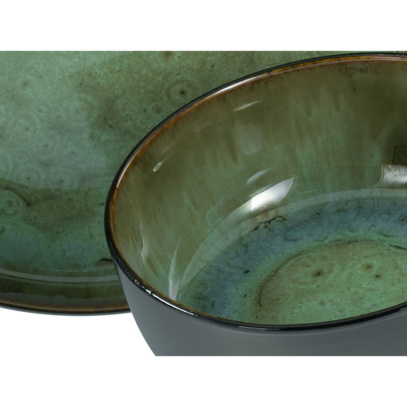 Creatable Nordic Fjord Green 30 Piece Dinnerware Set with Mug, Service for 6