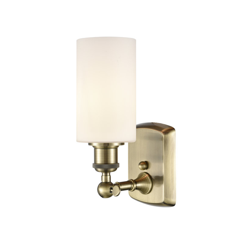Glessite Armed Sconce, Antique Brass, Matte White, Incandescent