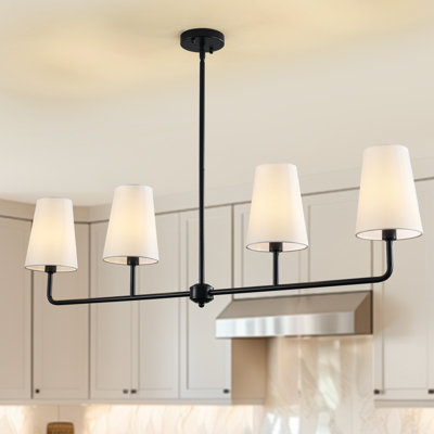 Lustre pour îlot de cuisine 4 lumières 47,63 pouces à intensité variable avec abat-jour fuselé