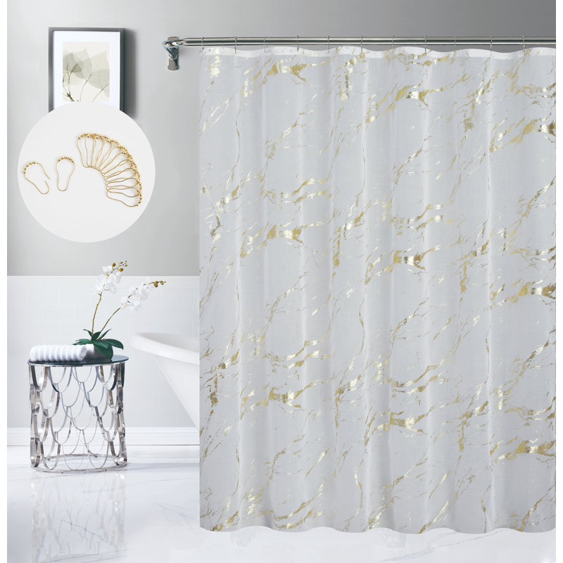  Rideau de douche Chloe Linen, Blanc / Doré
