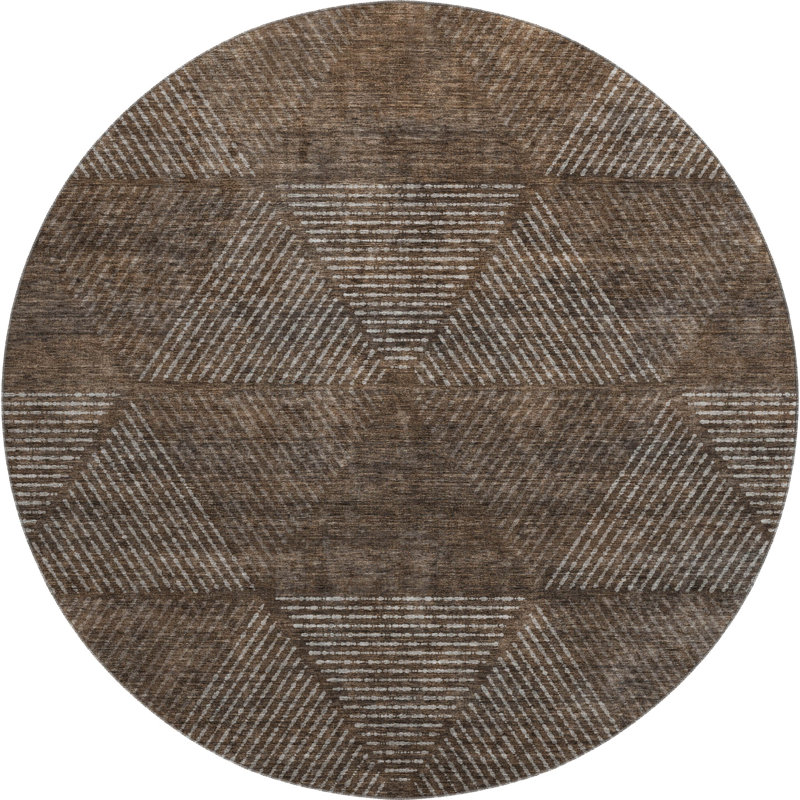 Premium Machine Washable Prisco Brown Rug, Round 8'