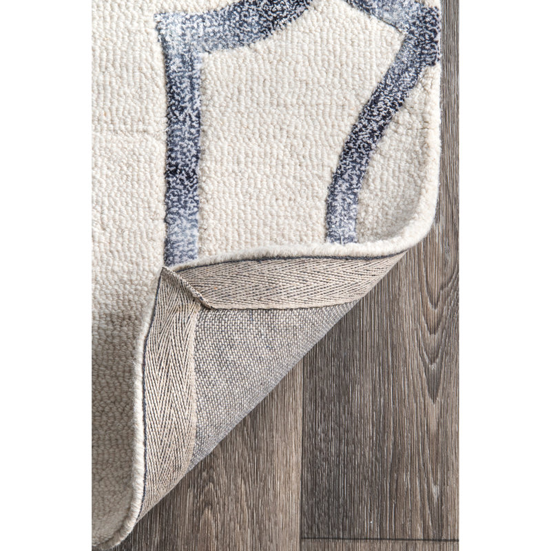 Geometric Wool Hand Woven Area Rug, Rectangle 122 x 183cm