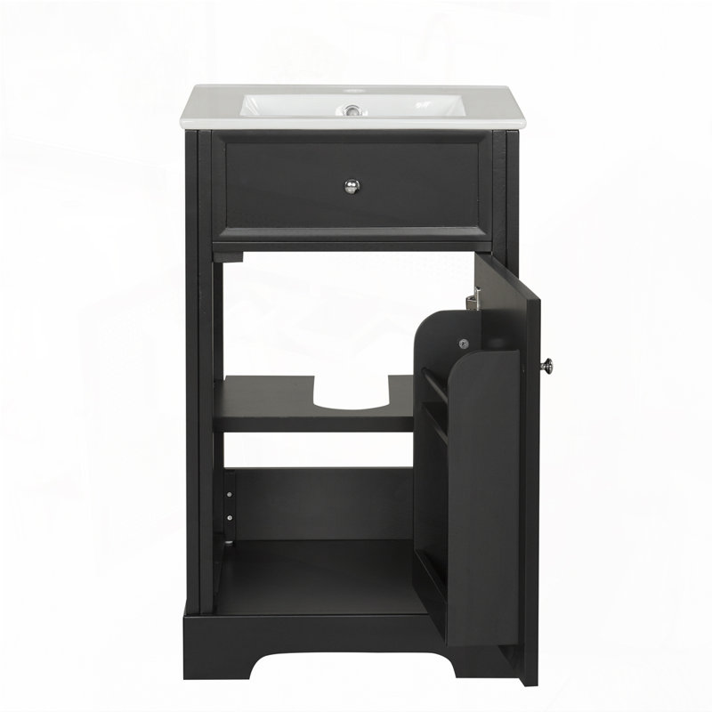 Meuble-lavabo de salle de bain avec lavabo, Noir