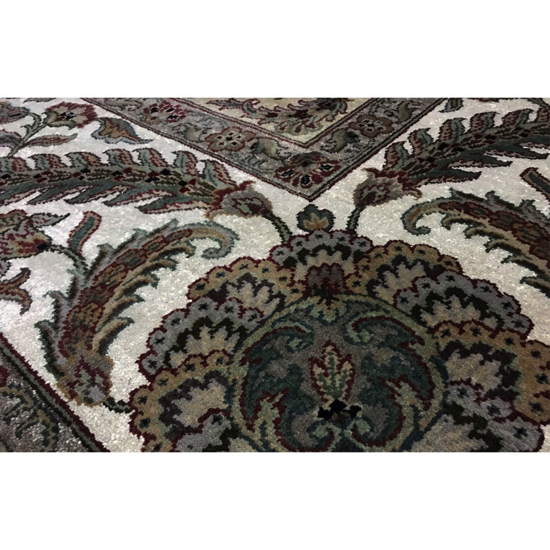 Tapis doré et ivoire noué à la main de haute qualité