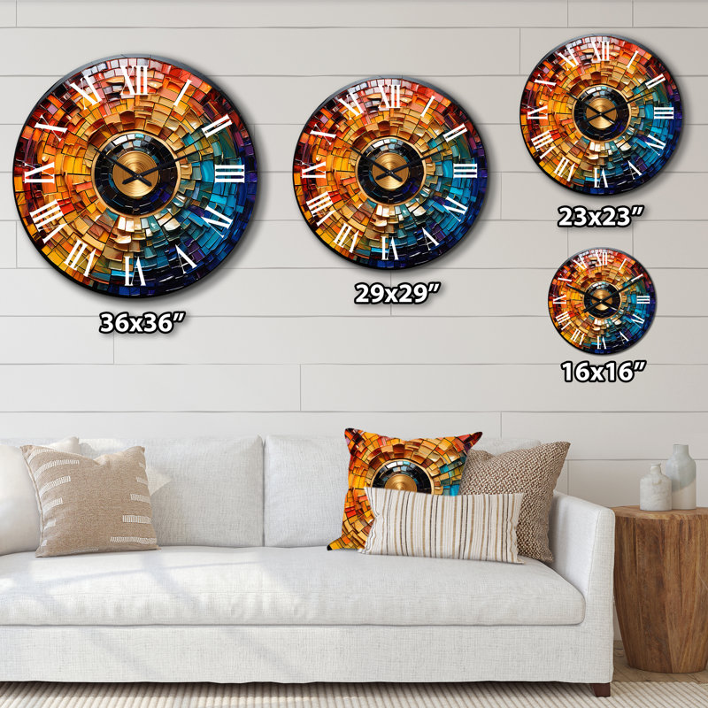 Wall Clock, Vinyl Record Mosaic Decor - Vinyl Record Vinyl Mosaic II, Medium