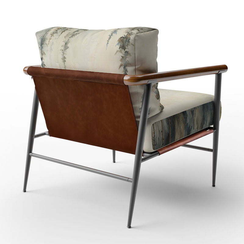 Chaise d'appoint rembourrée Minimalisme Winter Pine Forest - Paysages rembourrés, Noir
