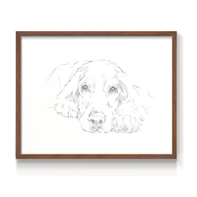 Lazy Dog II - Impression encadrée - Restickable, H 11 po x l 14 po, Noyer