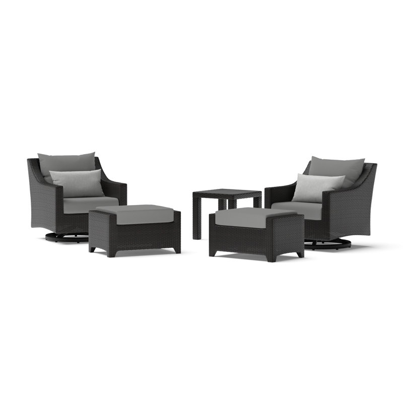 Ensemble de conversation avec coussins 5 pièces en rotin Sunbrella Mifflin, Sunbrella® gris anthracite