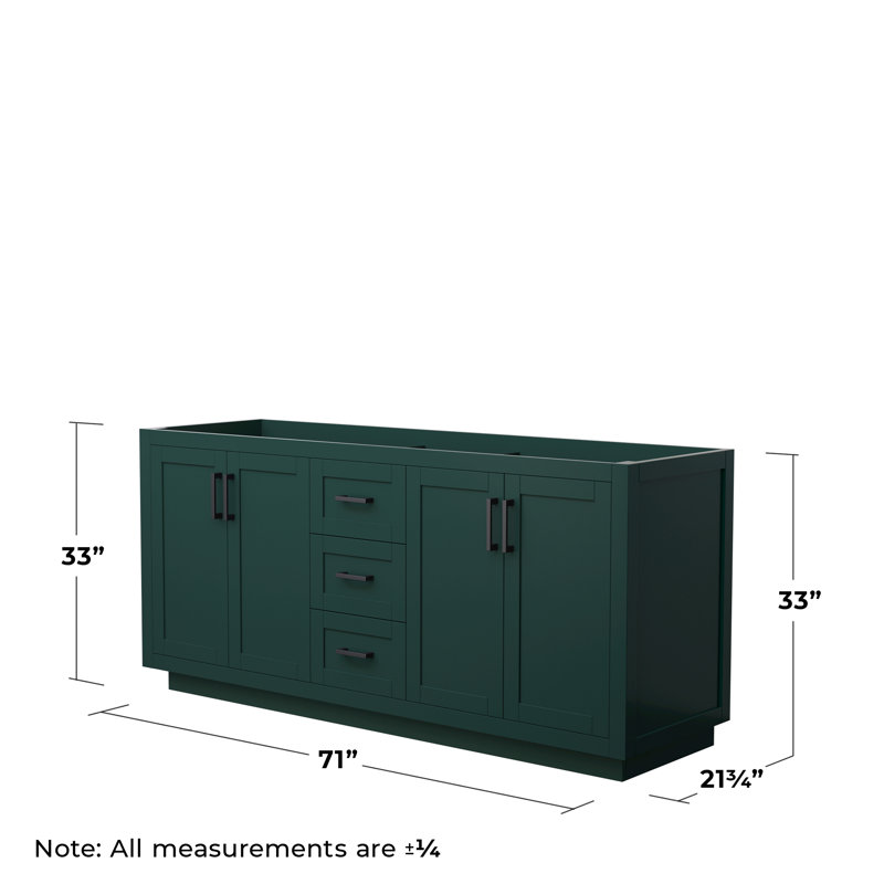 Miranda 71" Freestanding Double Bathroom Vanity Base Only, Dark Green /Black