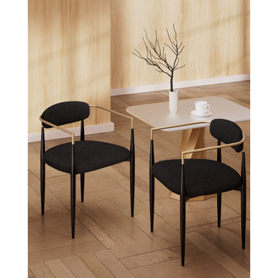 Metal Upholstered Dining Chairs (Set of 2)