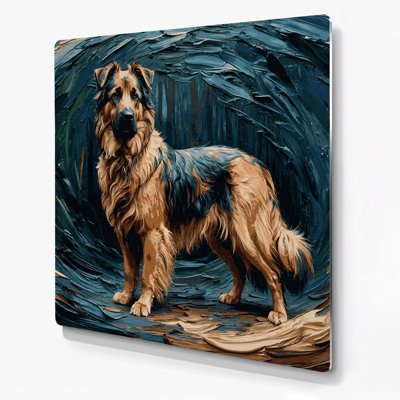 Chiens, art mural en métal bleu Hovawart