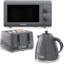 Argyle Grey Matching Kettle, 4-Slice Toaster & 20L Microwave Set