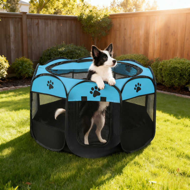 Parc octogonal pliable pour animaux de compagnie - Tissu Oxford et filet de polyester (35,8 po x 35,8 po x 22,8 po)
