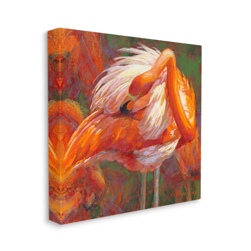 «Preening Flamingo Wildlife Nature» par Rita Kirkman, H 24 po x l 24 po x P 1,5 po