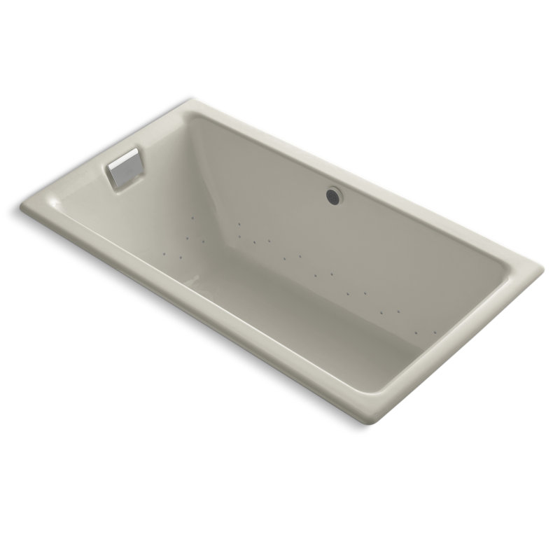 Tea for Two 66" x 36" Drop In Air Bathtub, Amande, Nickel brossé
