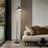 Swoop 69 in. Modern LED Adjustable Floor Lamp with Black Metal Bowl Shade and Gold Accent, Bulb Included