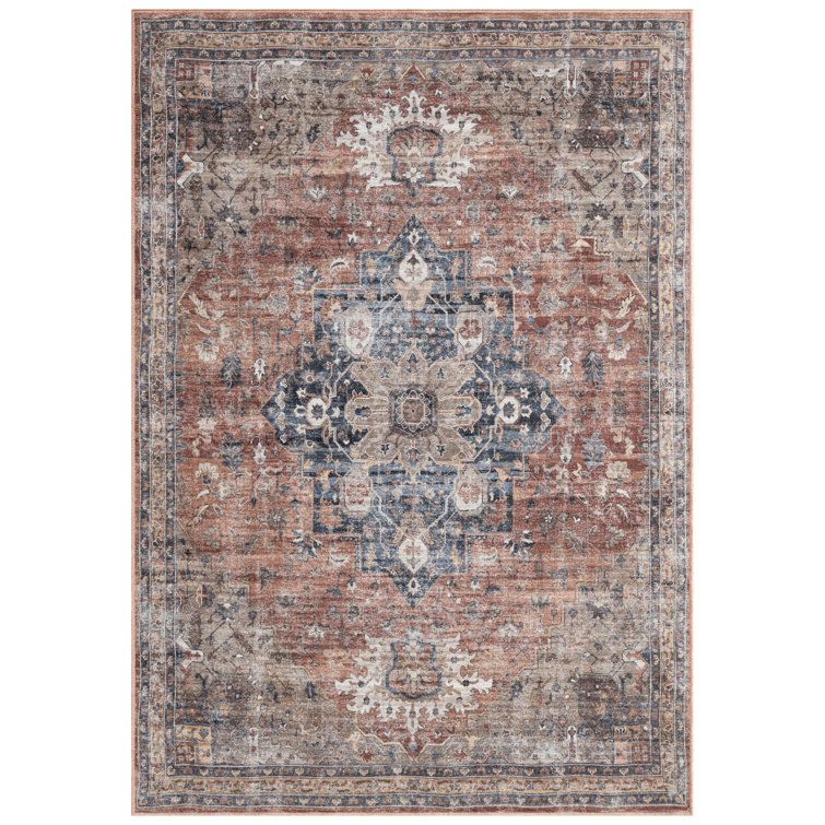 Kuhlman Oriental Machine Washable Rust/Orange Area Rug