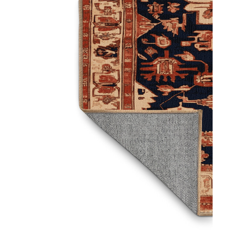 Machine Washable Persian Brown Area Rug, Round 6'