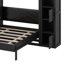 Grand lit escamotable vertical avec tablettes de rangement et lumières DEL, lit escamotable pliable en bois avec tête de lit rembourrée