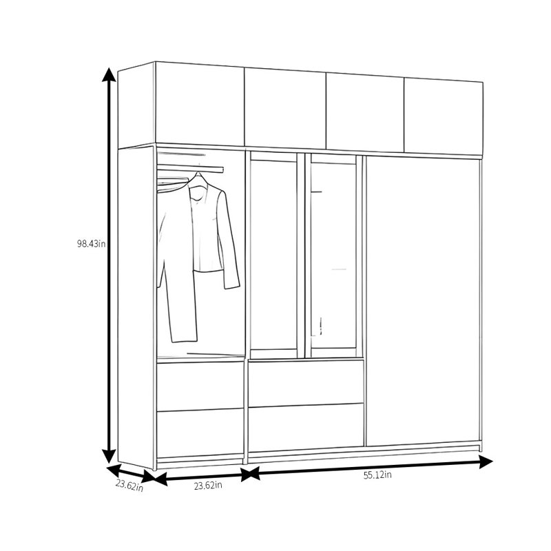 Armoire simple et multifonctionnelle, H 98,43 po x l 78,74 po x P 23,62 po