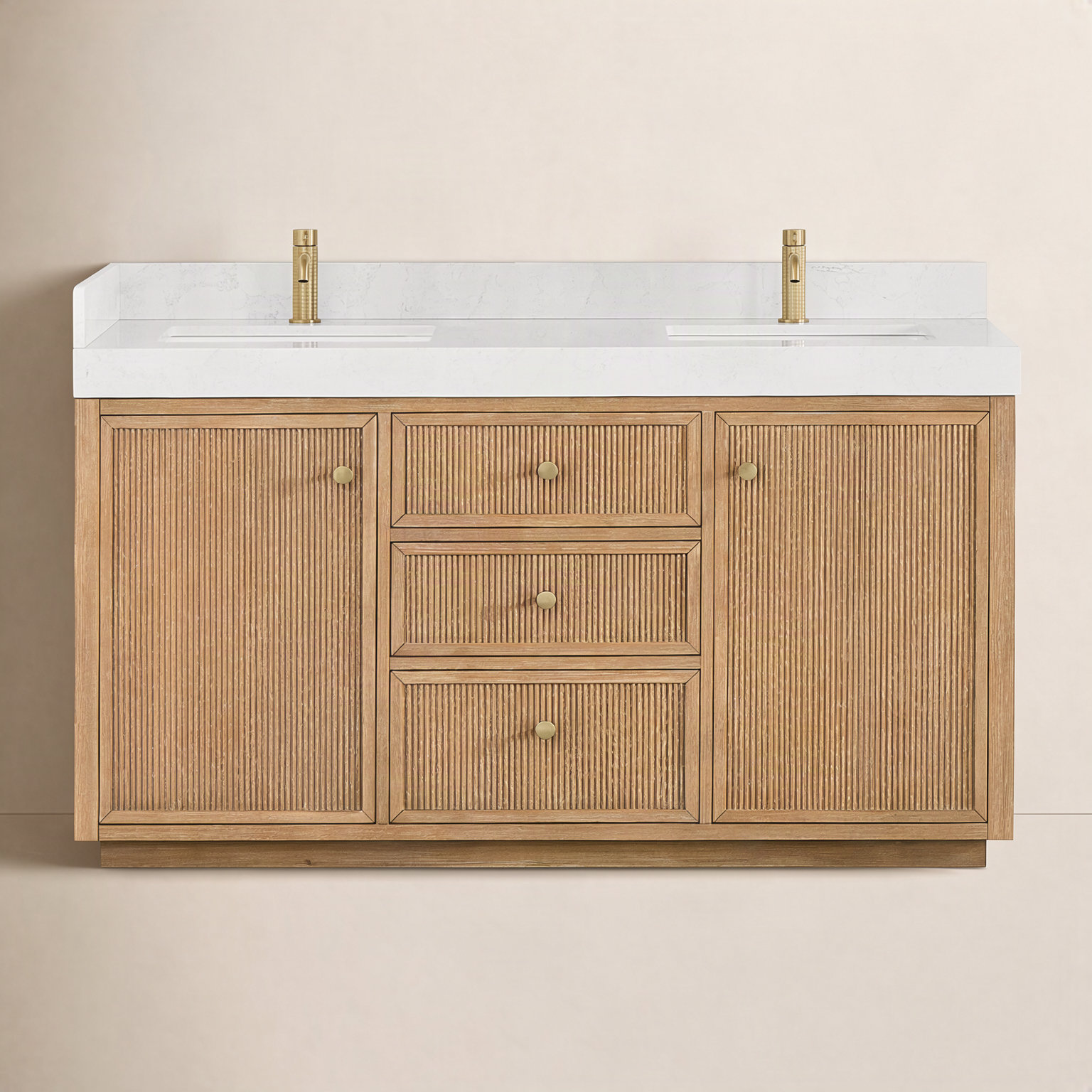 Thea 60" Double Bathroom Vanity, Fir Wood Brown