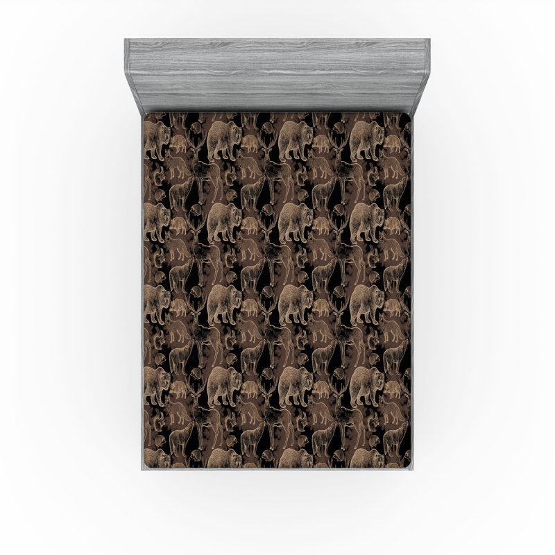 Drap-housse Ambesonne Woodland Wild Bear, Drap-housse de taille double