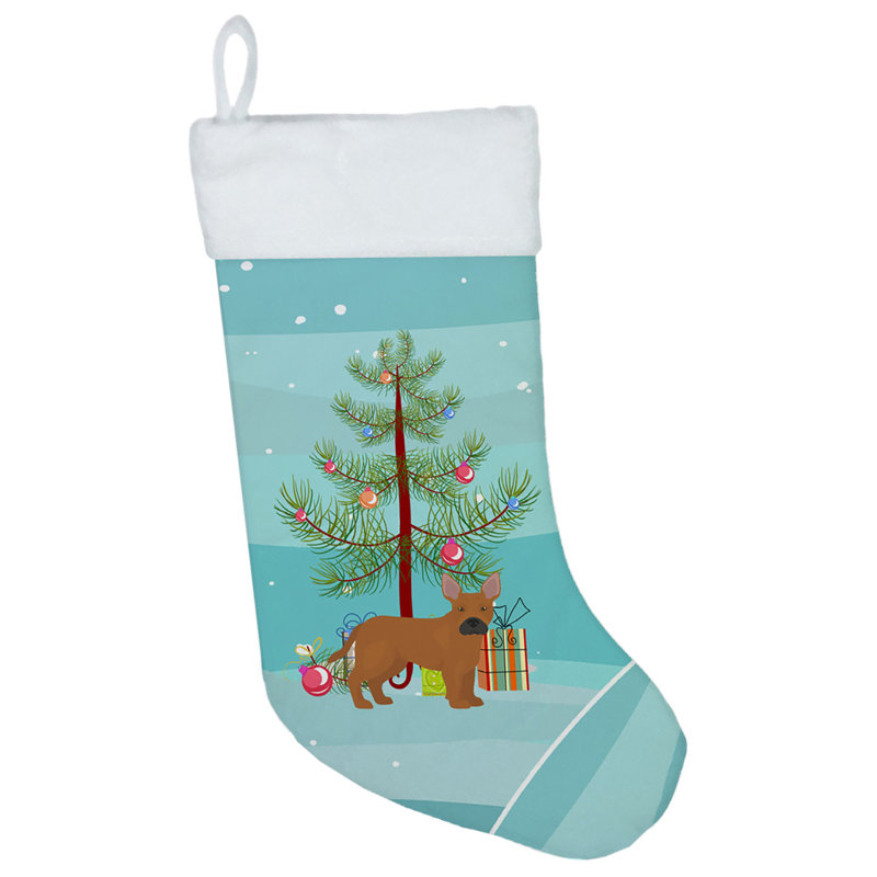 Chaussette de noël joyeux de noël, Bouledogue français brun