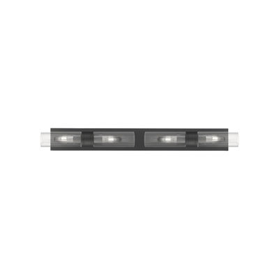 Éclairage pour meuble-lavabo 4 lumières 39 po Ballston - Maliyah - Laiton antique - Abat-jour blanc rayé