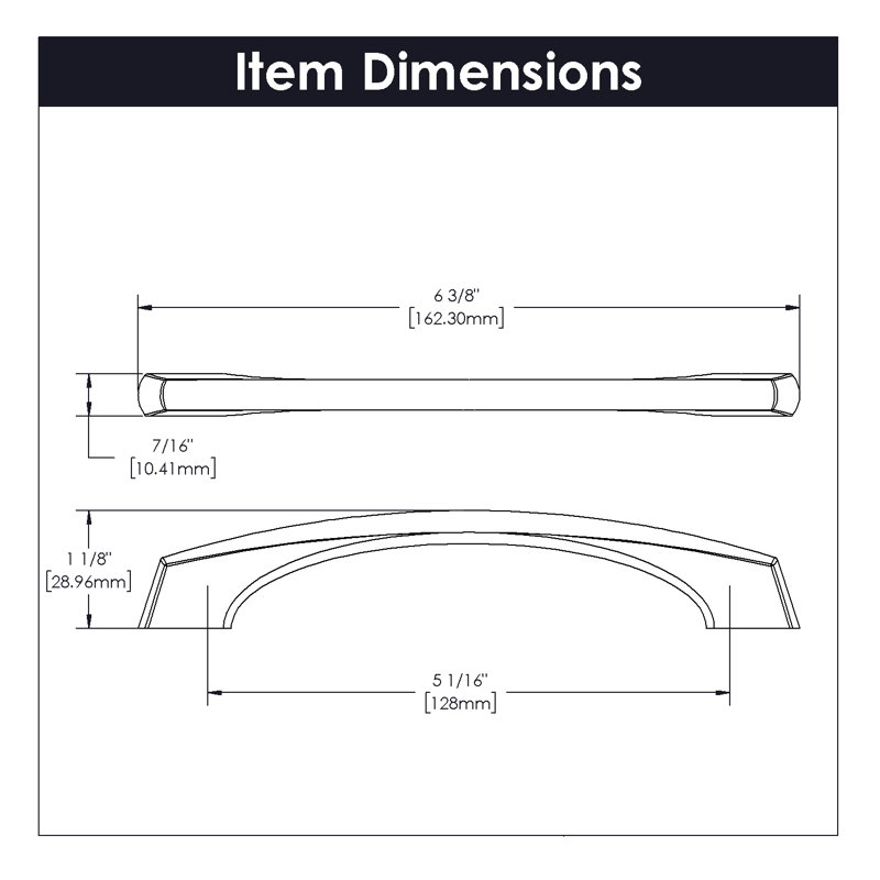 Greenwich Collection Arch Pull - 5-1/16" Center to Center Cabinet Pull Matte Black - Contemporary Hardware for Drawers & Cabinets