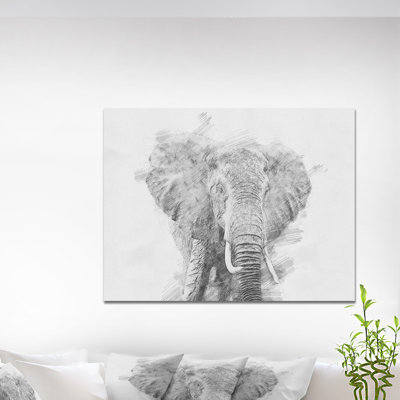 «Black and White Elephant», reproduction sur toile tendue
