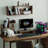 35.43" Italian Minimalist Walnut Brown Solid Wood Wall-Mounted Floating Shelf & Hanging Cabinet