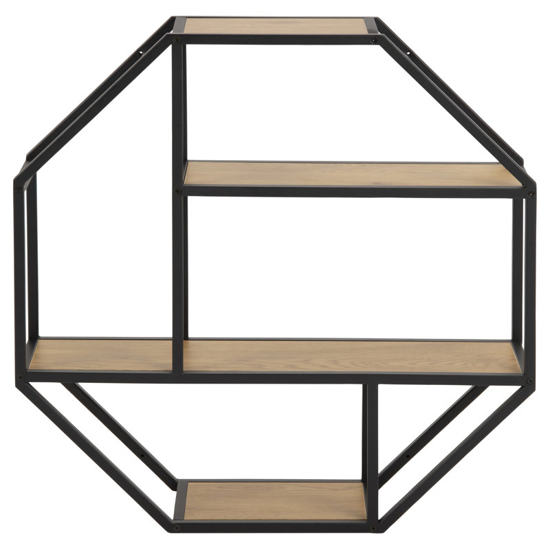 Sobel 4 Piece Octagon Bracket Shelf, Brown