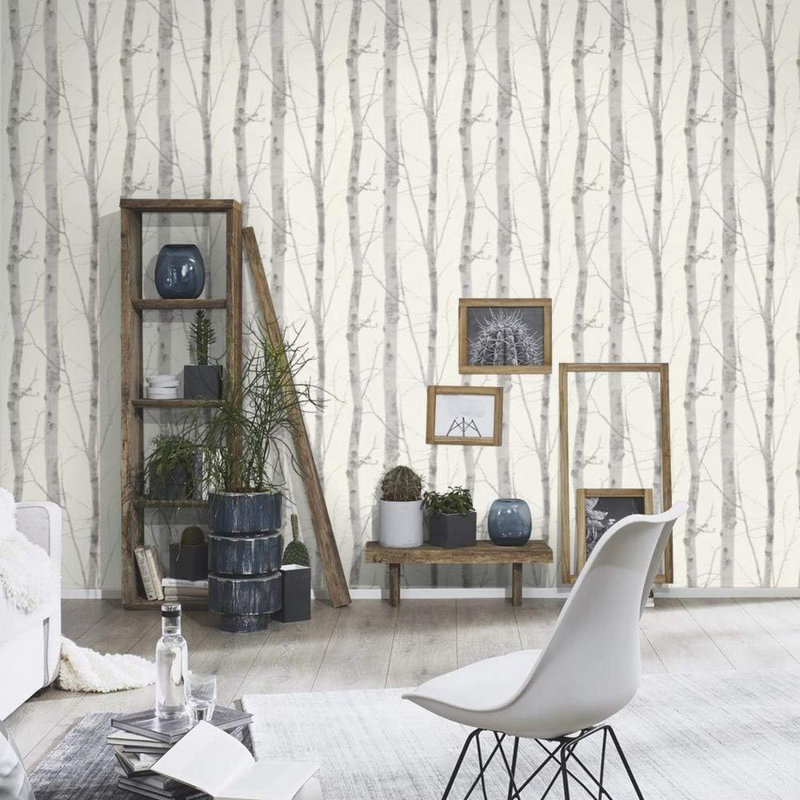 Rouleau de papier peint L 33 pi x l 21 po Fathma Tree Branches, Gris / blanc