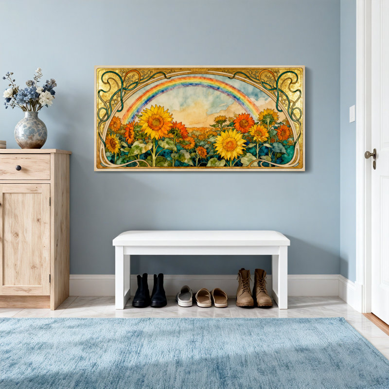 Cadre artistique mode tournesols arc-en-ciel, H 24 po x l 48 po
