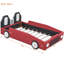 Lit plateforme simple pour voiture de course rouge avec roulettes, assurant une fabrication en forme de voiture durable et une nuit confortable-489501395