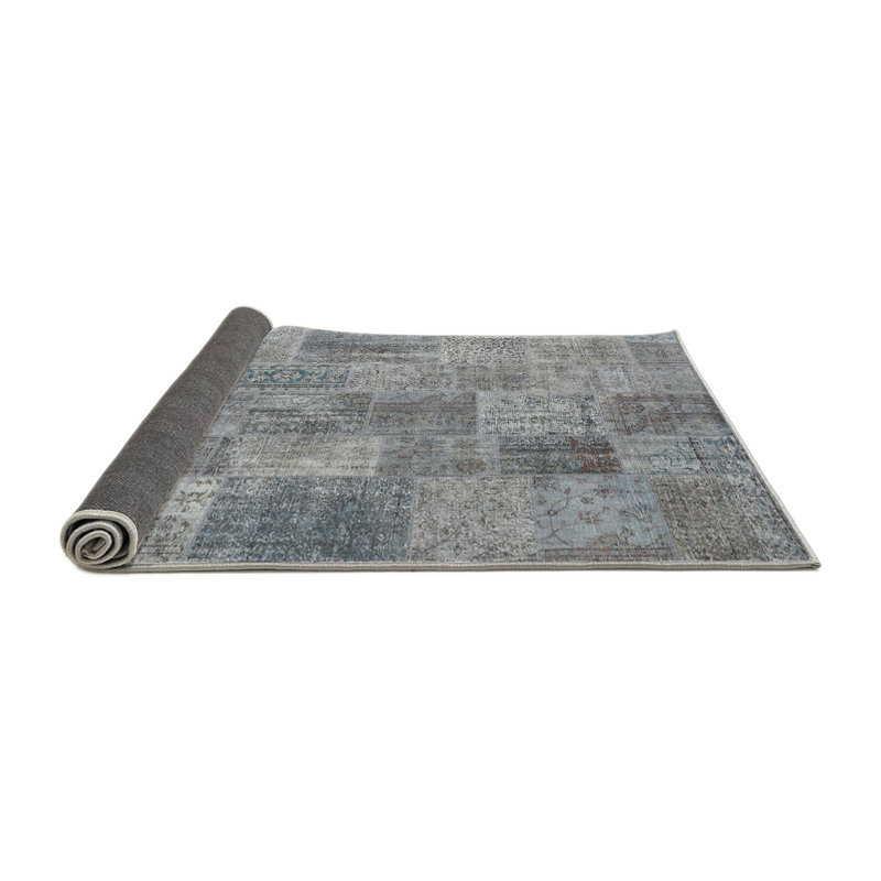 Tapis en laine gris / bleu, Rond 8 pi
