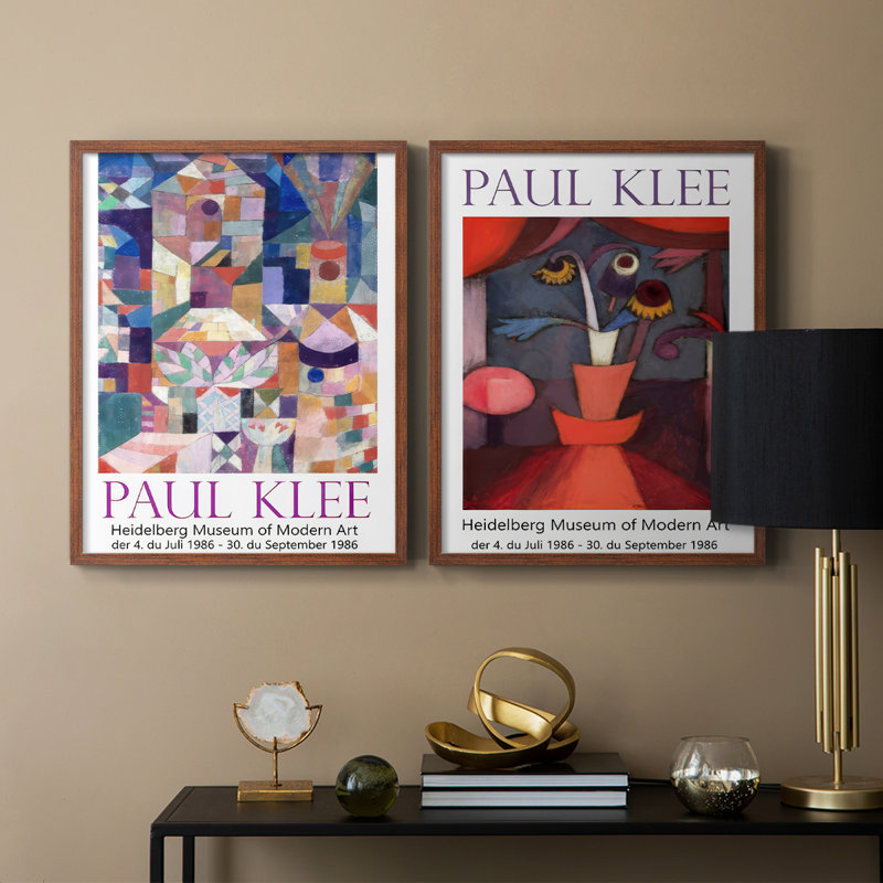 Klee Posters I-Premium, reproduction encadrée - prête à être accrochée - aucun clou requis - aucun clou requis, Noyer