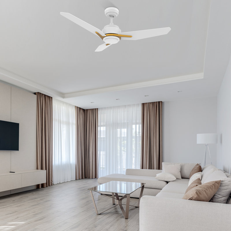 Ventilateur de plafond 48 po à 3 pales DEL intelligent avec ensemble d'éclairage inclus, télécommande.