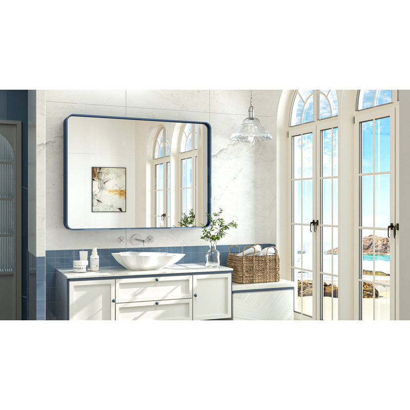 Miroir d'appoint Tyro, Bleu, Rectangulaire, 48 po x 36 po
