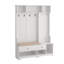 Arbre d'entrée polyvalent avec banc d'entrée en lin amovible, portemanteau, tablettes de rangement et panneau perforé pour le couloir, pour le couloir, le salon, blanc-569817536
