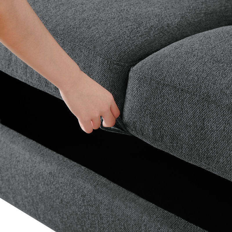 Linen Flared Arm Loveseat with Storage, Dark Gray, 34.7" H x 72.5" W x 31.2" D