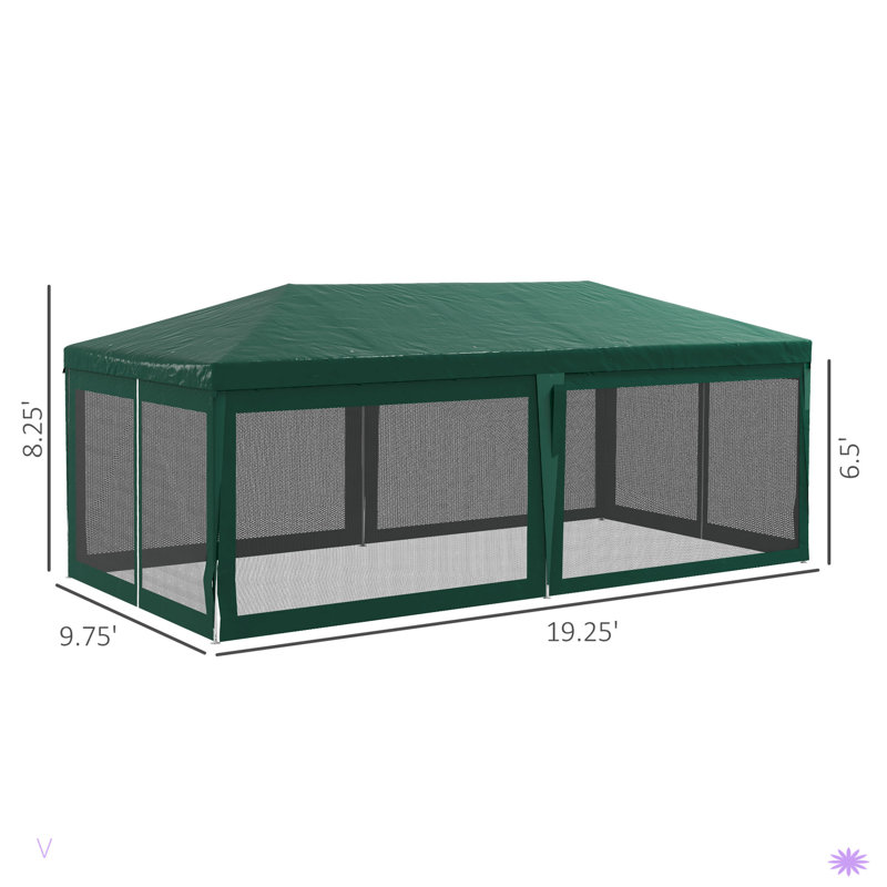Party Tent, Outdoor Wedding Canopy & Gazebo With 6 Removable Sidewalls, Shade Shelter For Events, Bbqs, Green