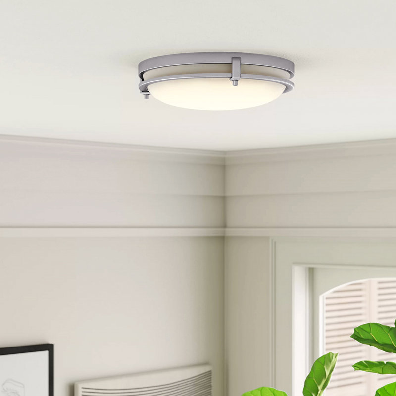 Abeer Glass LED Flush Mount, Brushed Nickel, 3" H x 12.5" W x 12.5" D