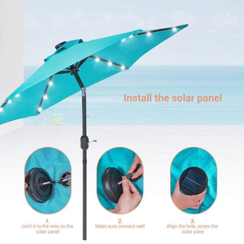 Parasol de marché éclairé 90 po Scheibe, Bleu turquoise