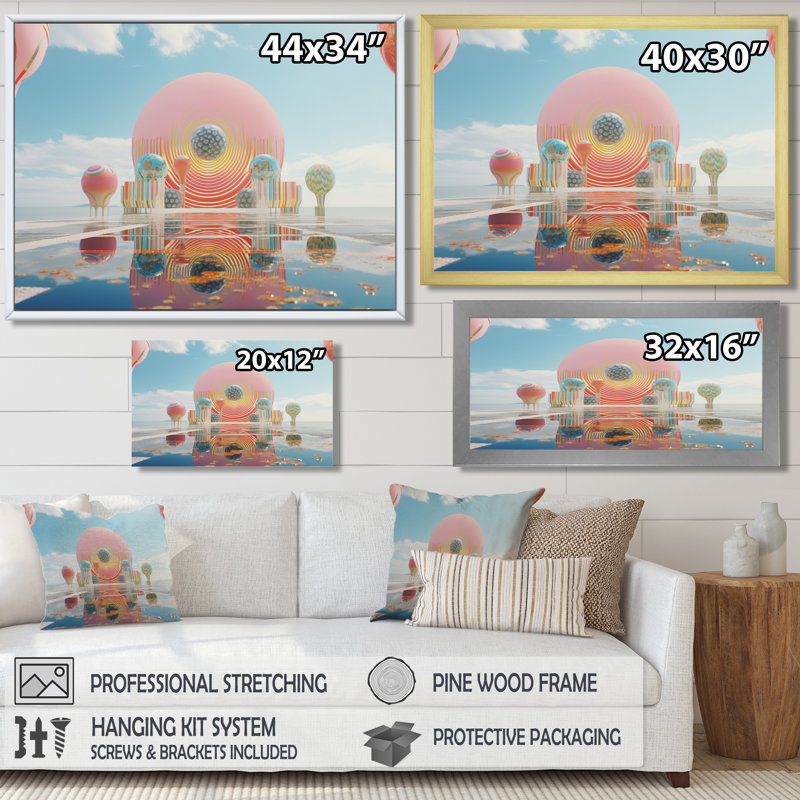 «Ethereal Sky Serenity Bliss - Abstract Landscape», reproduction d'art mural, H 34 po x l 44 po x P 1,5 po