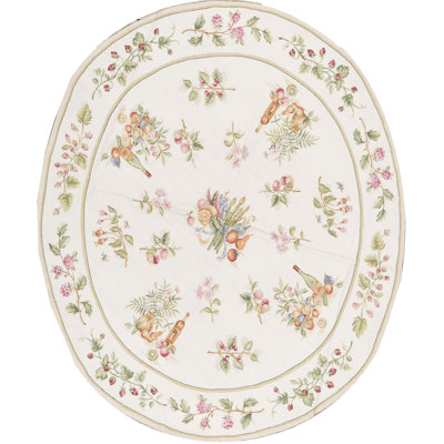 Hand-Knotted High-Quality Ivory and Ivory Area Rug